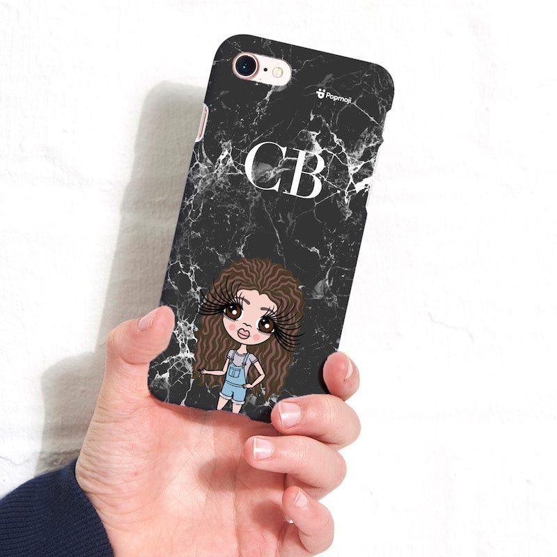 Girls Personalized The LUX Collection Black Marble Phone Case