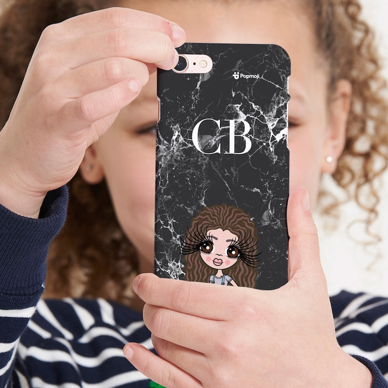 Girls Personalized The LUX Collection Black Marble Phone Case