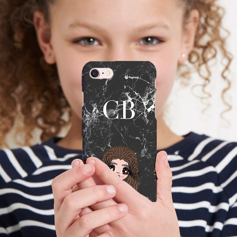 Girls Personalized The LUX Collection Black Marble Phone Case