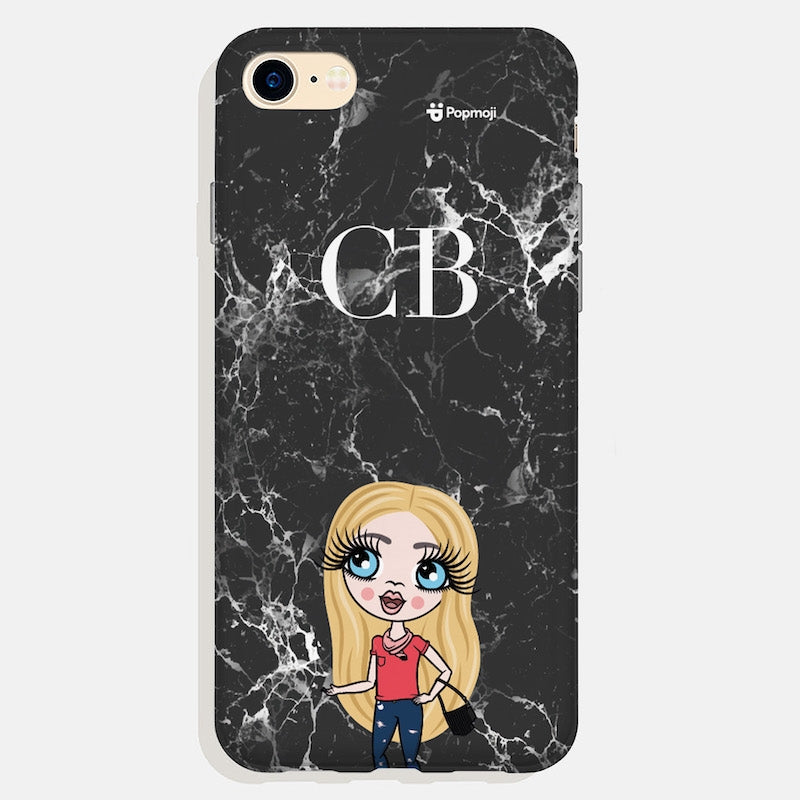 Girls Personalized The LUX Collection Black Marble Phone Case