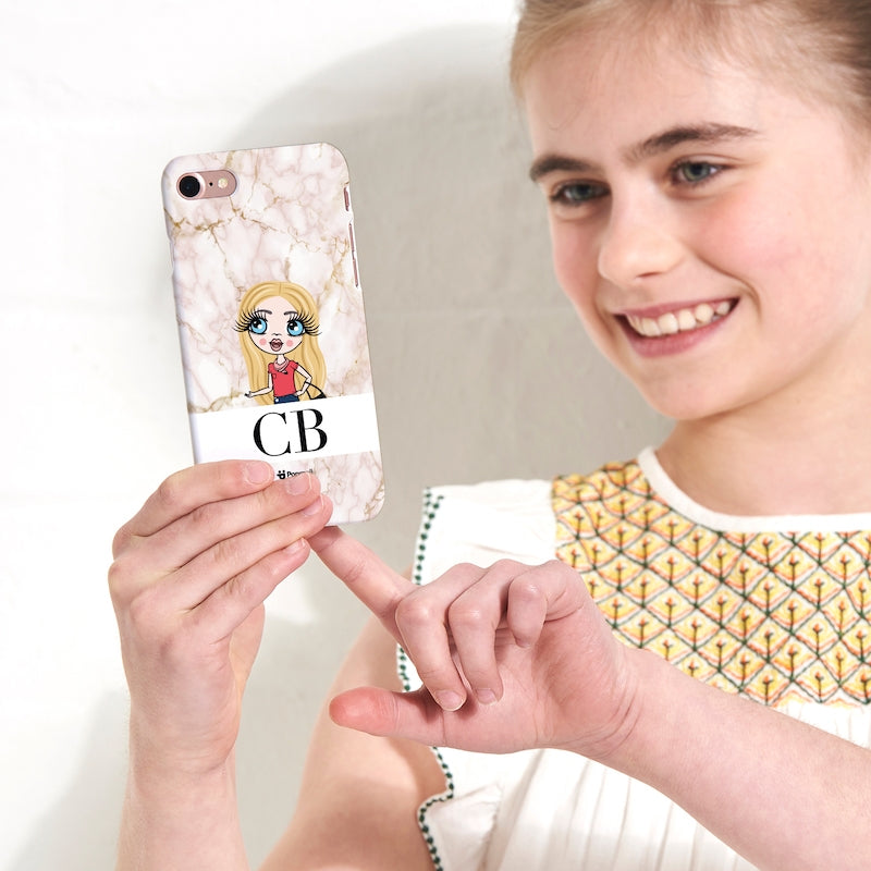 Girls Personalized The LUX Collection Pink Marble Phone Case