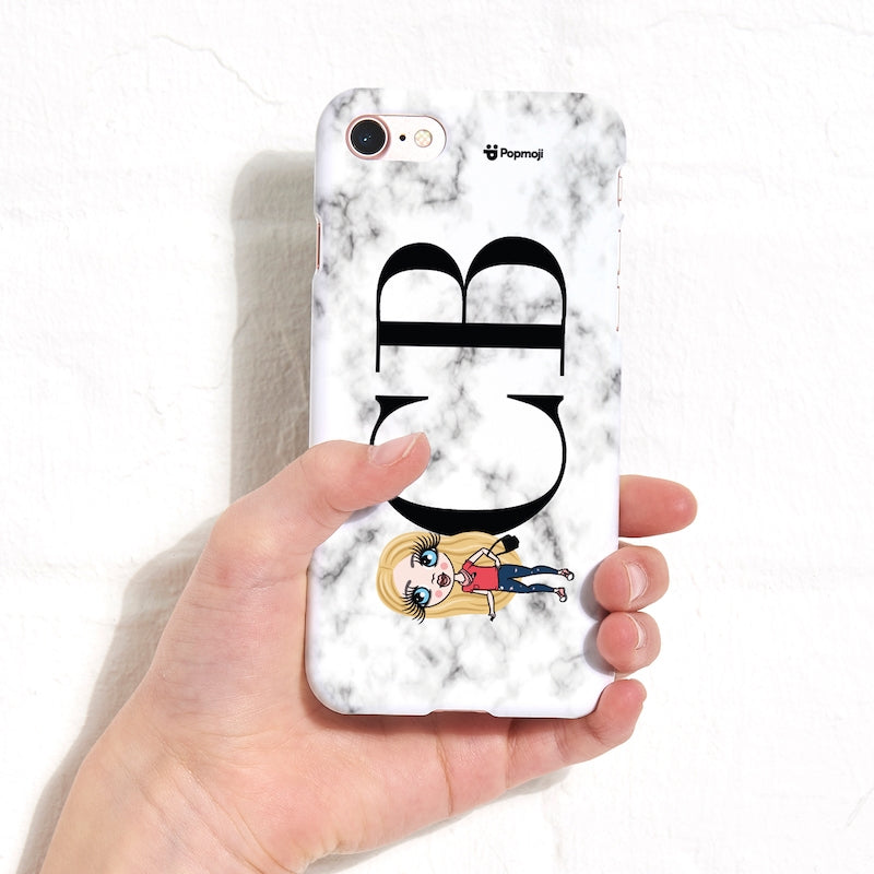 Girls Personalized The LUX Collection White Marble Landscape Phone Case