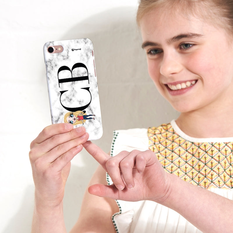 Girls Personalized The LUX Collection White Marble Landscape Phone Case