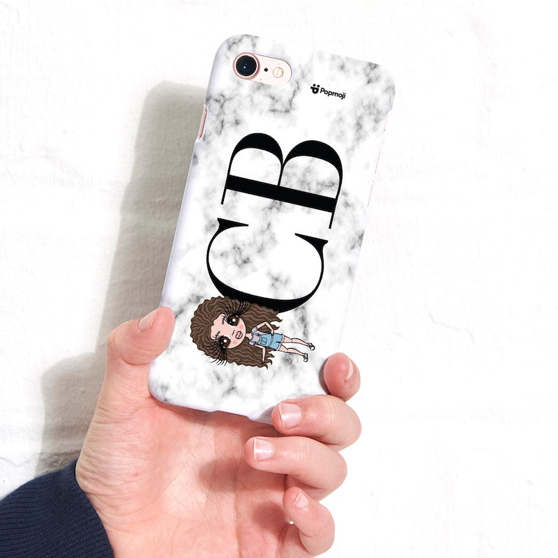 Girls Personalized The LUX Collection White Marble Landscape Phone Case