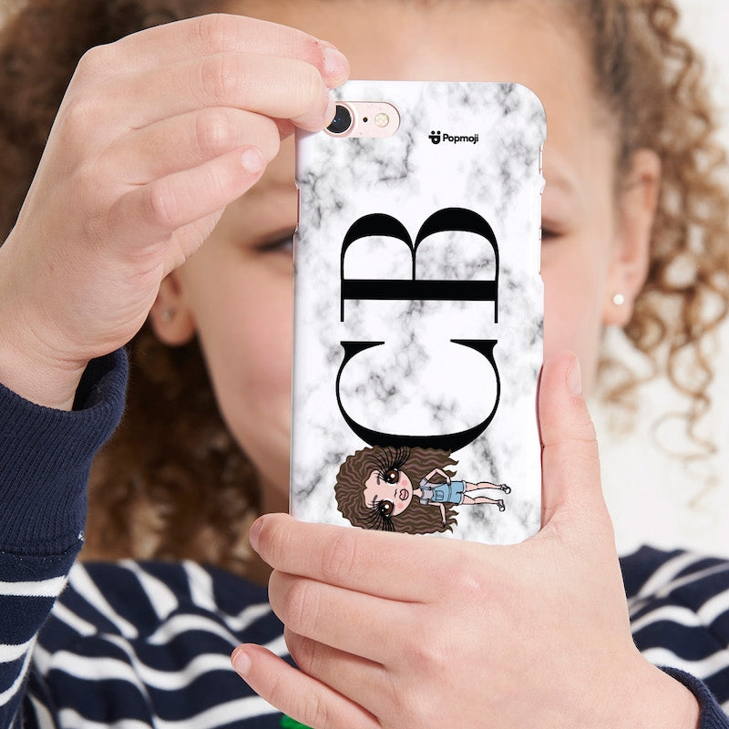 Girls Personalized The LUX Collection White Marble Landscape Phone Case