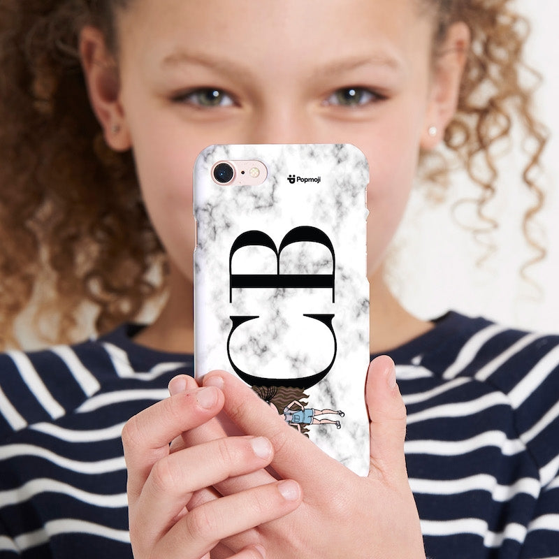 Girls Personalized The LUX Collection White Marble Landscape Phone Case
