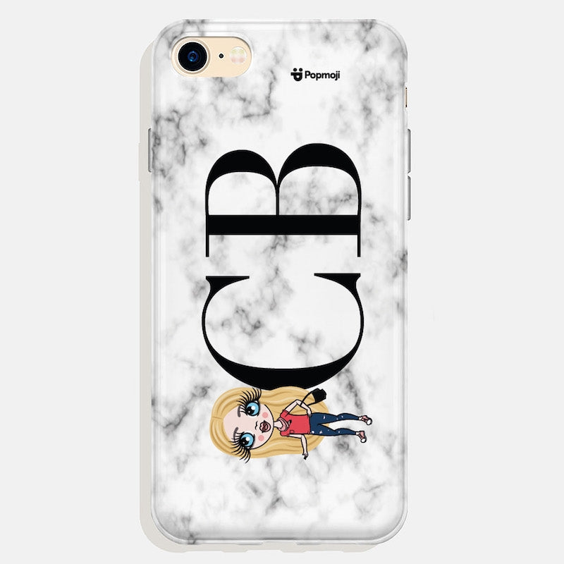 Girls Personalized The LUX Collection White Marble Landscape Phone Case