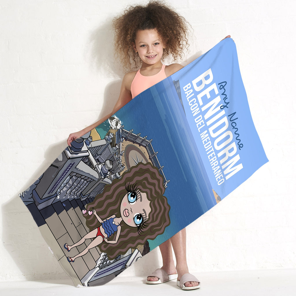 Girls Personalized Benidorm Balcon Del Mediterraneo Beach Towel - Image 4