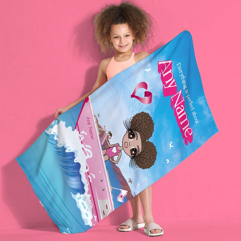 Girls Personalized Pink Pleasure Cruise Beach Towel