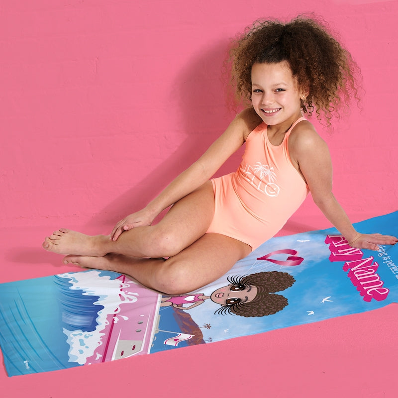 Girls Personalized Pink Pleasure Cruise Beach Towel