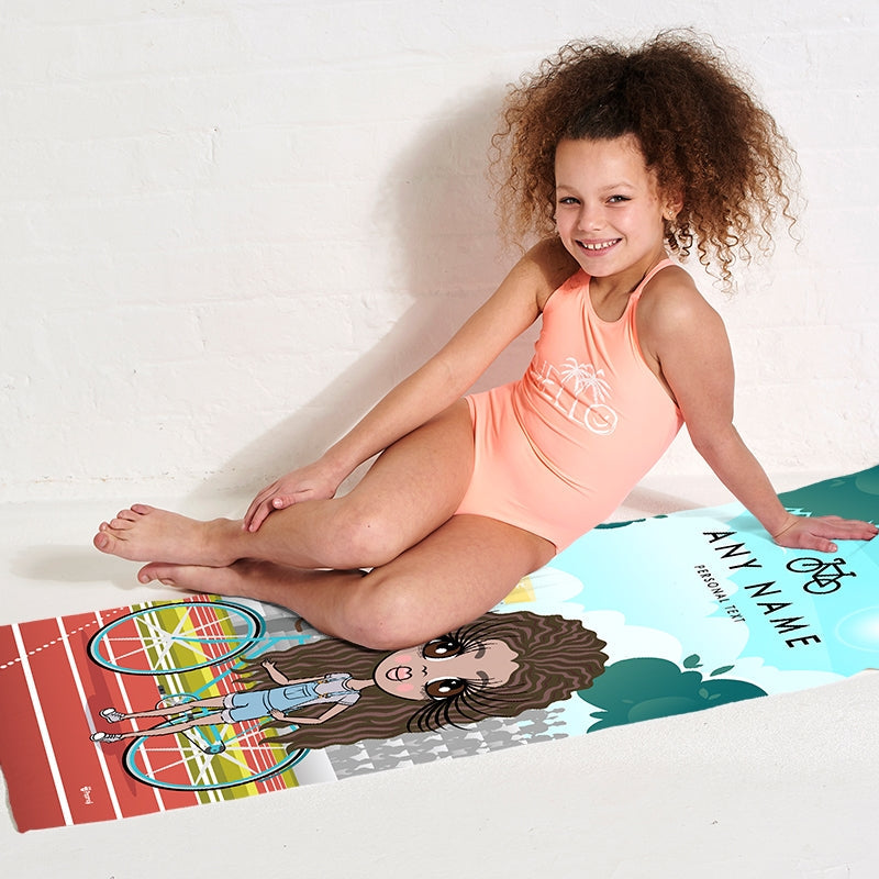Girls Personalized Cyclist Beach Towel