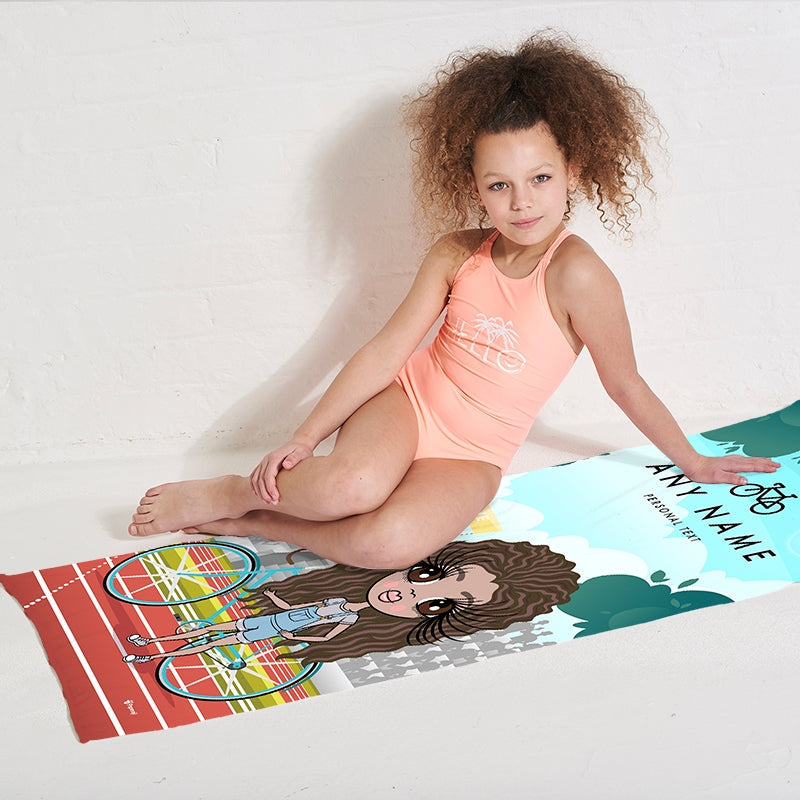 Girls Personalized Cyclist Beach Towel