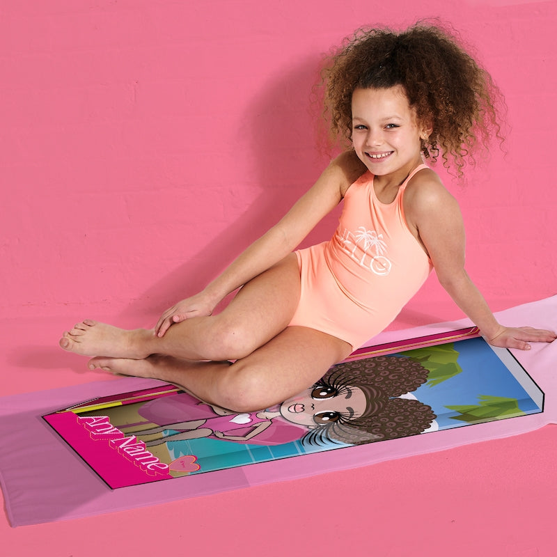 Girls Personalized Pink Doll Beach Towel