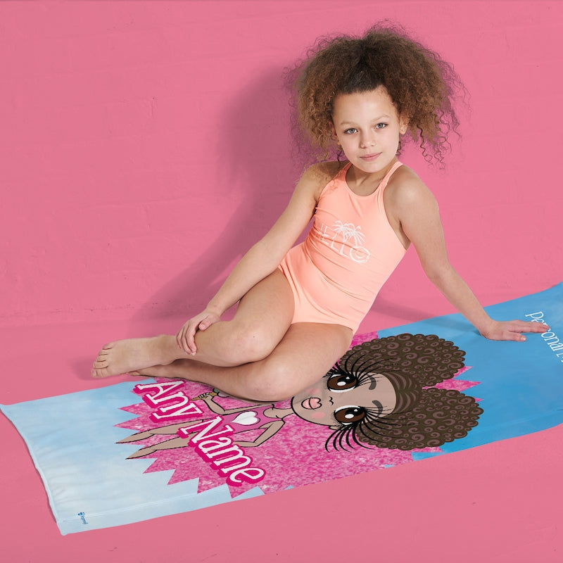 ClaireaBella Girls Personalized Pink Star Burst Beach Towel - Image 6