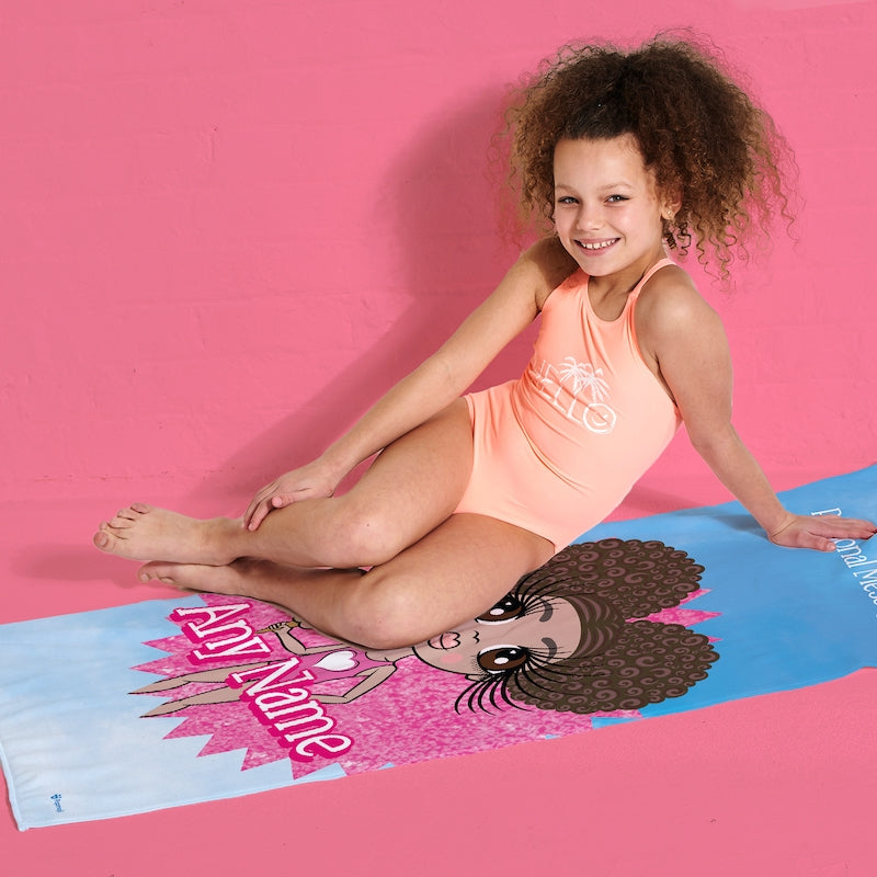Girls Personalized Pink Star Burst Beach Towel