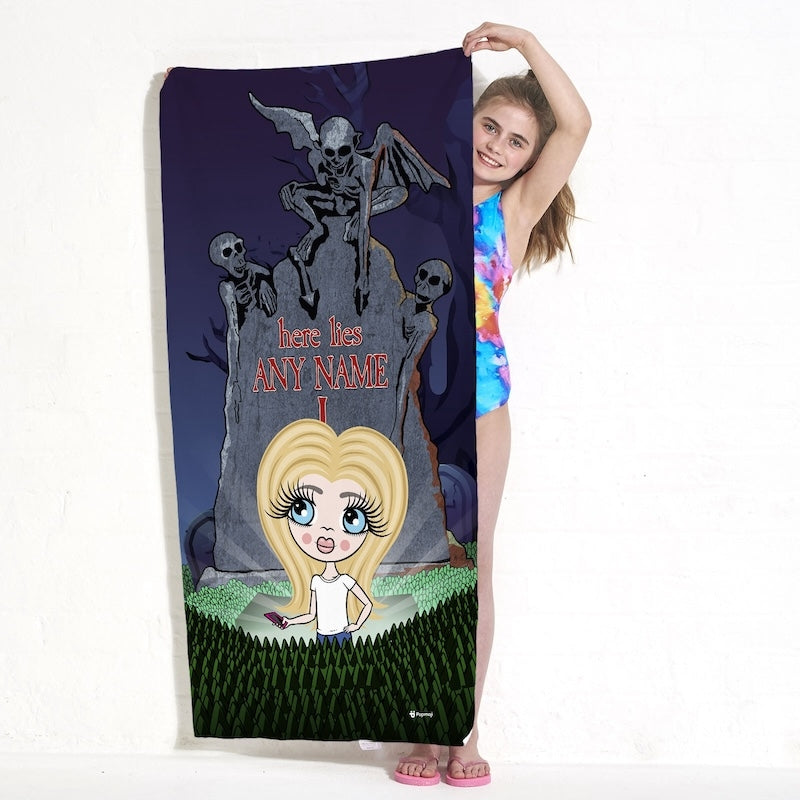 Girls Personalized Ghostly Grave Beach Towel