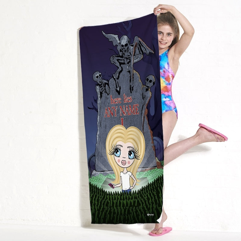 Girls Personalized Ghostly Grave Beach Towel