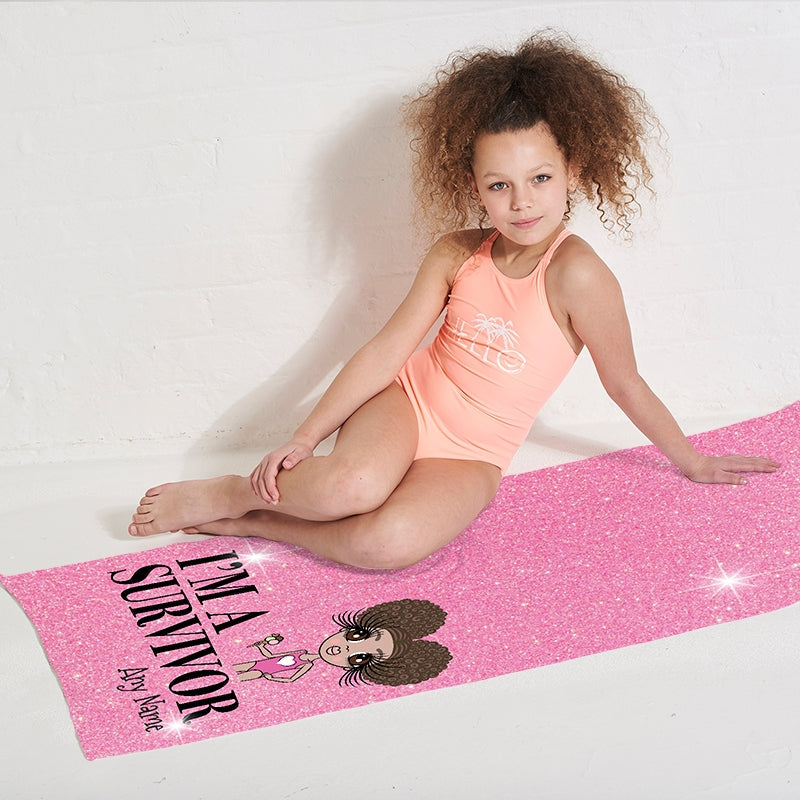 Girls Personalized I'm A Survivor Beach Towel