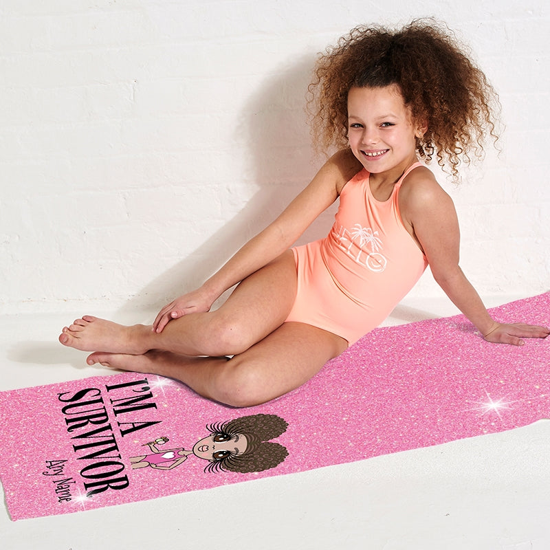 Girls Personalized I'm A Survivor Beach Towel