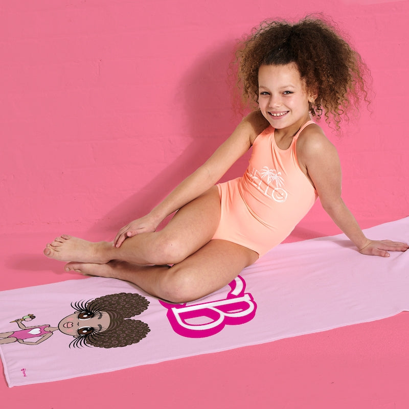 Girls Personalized Pink Initials Beach Towel