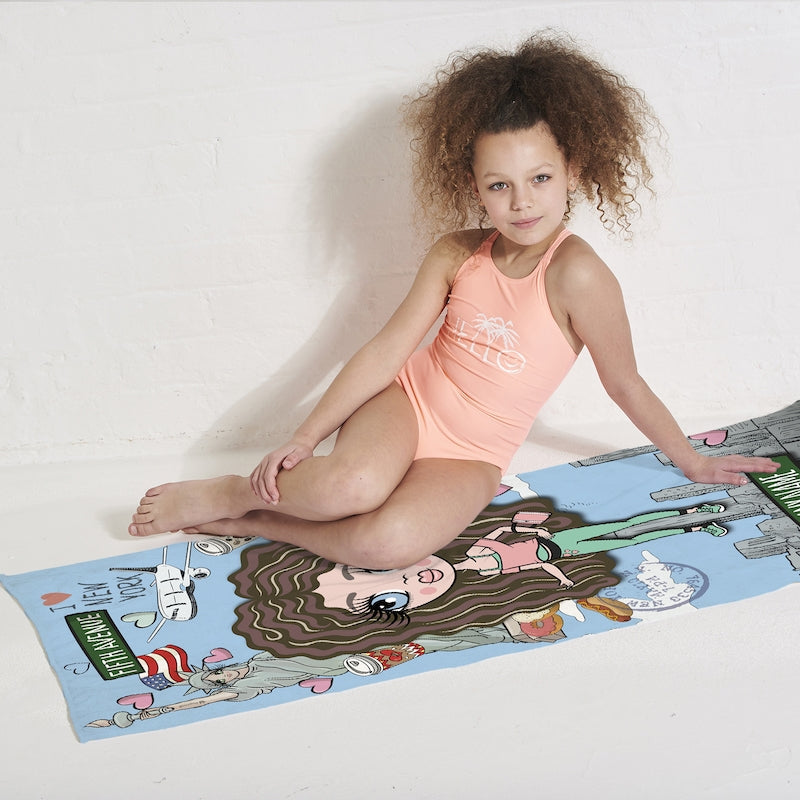 Girls Personalized Love NY Beach Towel