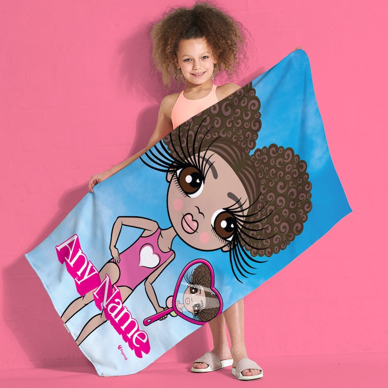 ClaireaBella Girls Personalized Pink Poser Beach Towel - Image 2