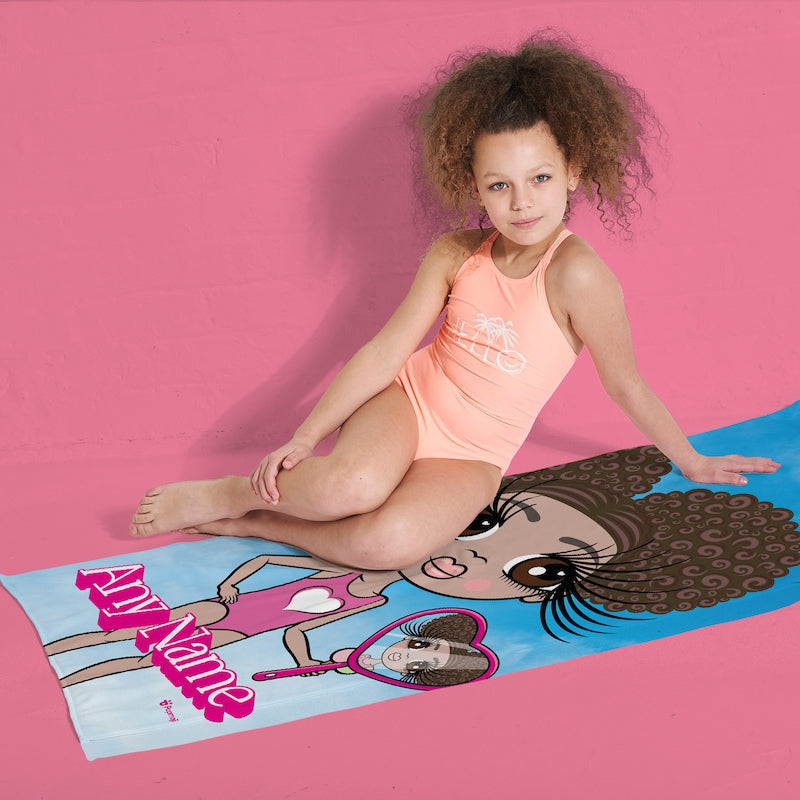 ClaireaBella Girls Personalized Pink Poser Beach Towel - Image 3