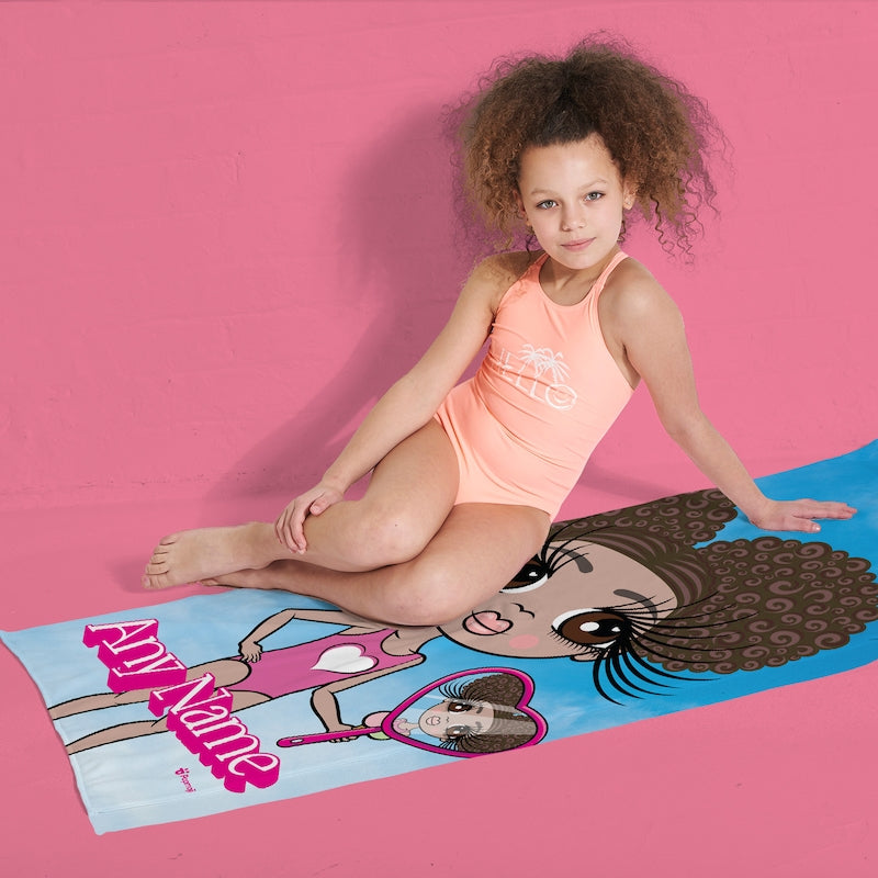 Girls Personalized Pink Poser Beach Towel