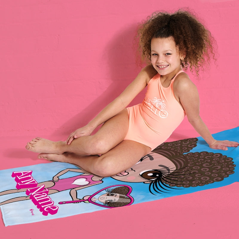 Girls Personalized Pink Poser Beach Towel