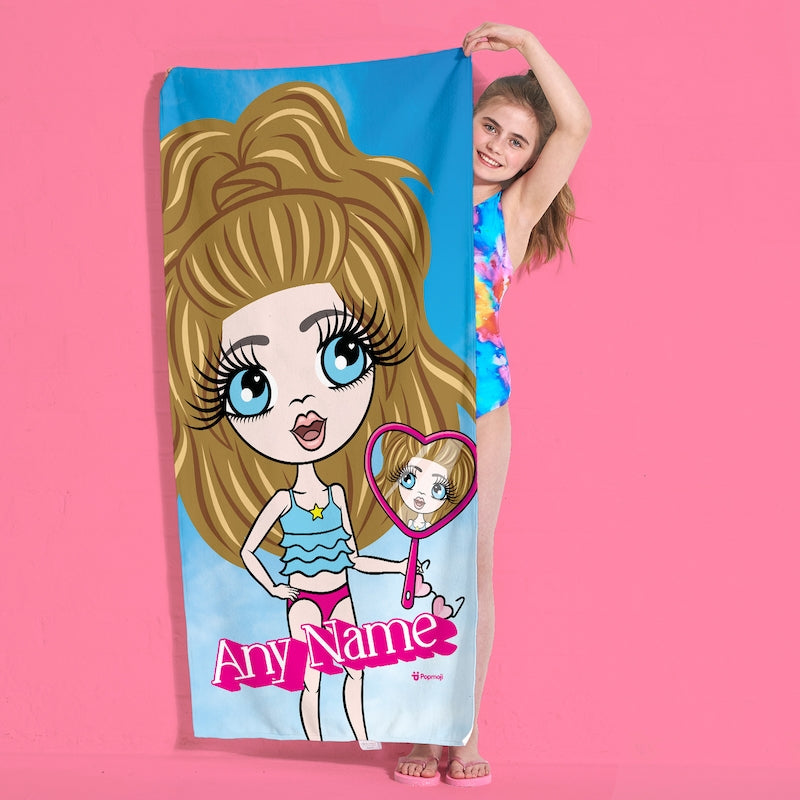 Girls Personalized Pink Poser Beach Towel
