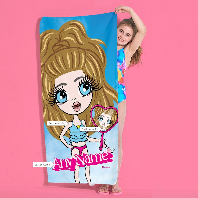 Girls Personalized Pink Poser Beach Towel