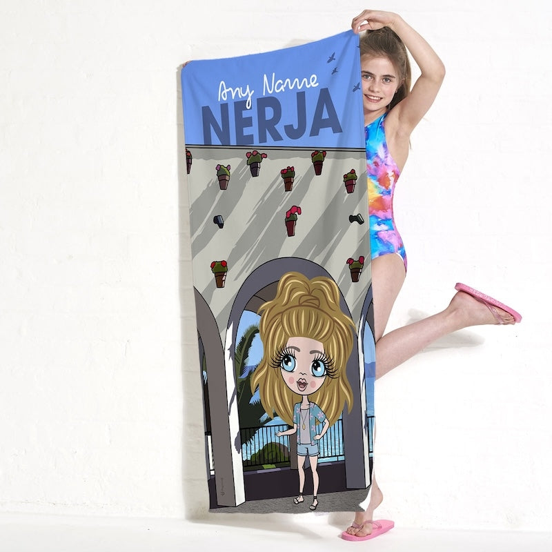 Girls Personalized Nerja Beach Towel - Image 2