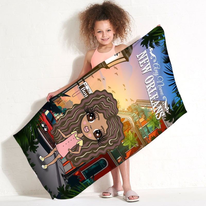 Girls Personalized New Orleans Beach Towel