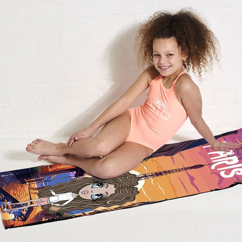 Girls Personalized Parisian Sunset Beach Towel - Image 3