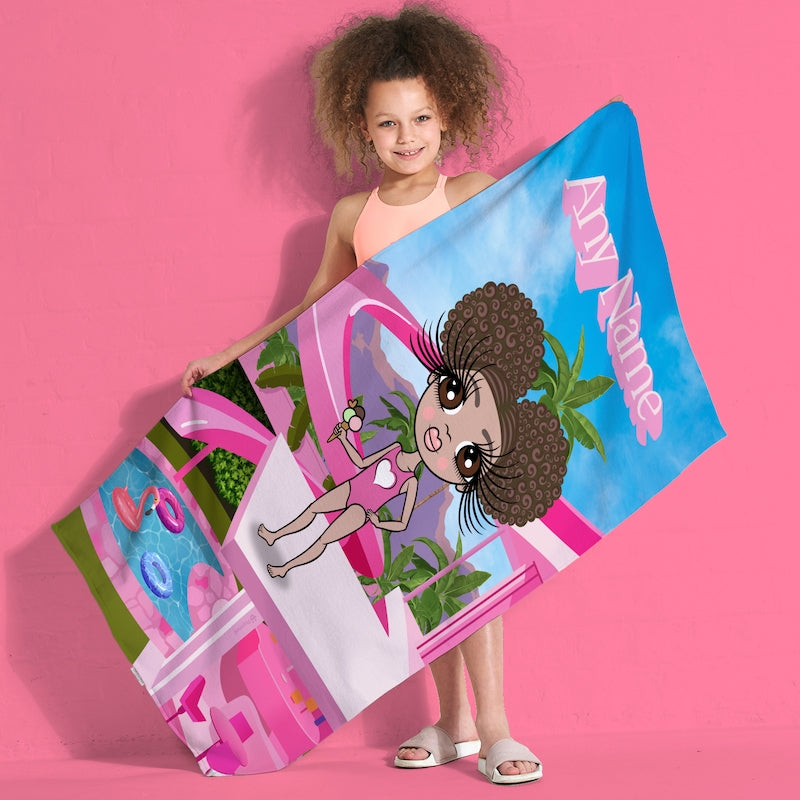 Girls Personalized Pink Palace Beach Towel