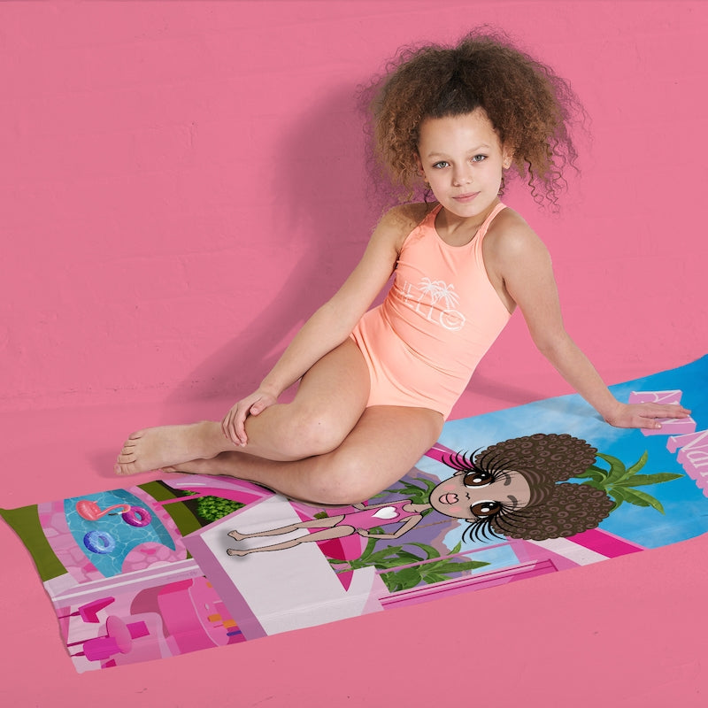 Girls Personalized Pink Palace Beach Towel