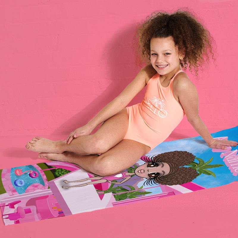 Girls Personalized Pink Palace Beach Towel