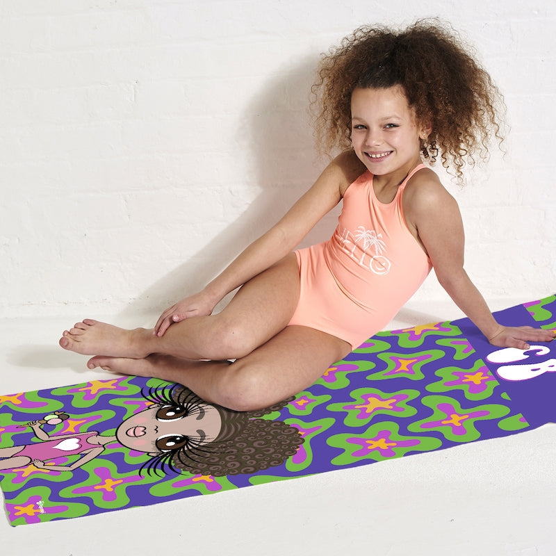 Girls Personalized Flower Power Beach Towel