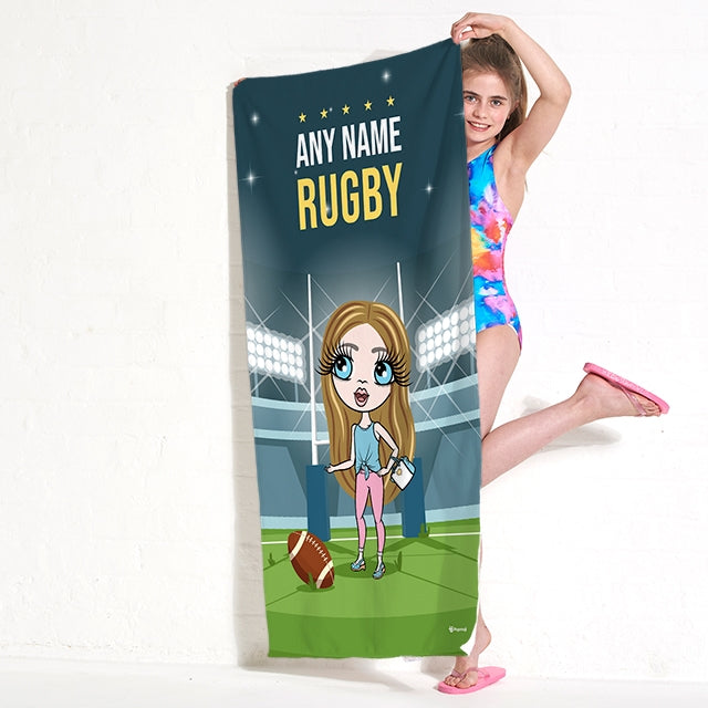 Girls Personalized Rugby Beach Towel
