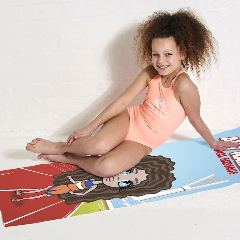 Girls Personalized Running Track Beach Towel - Image 3