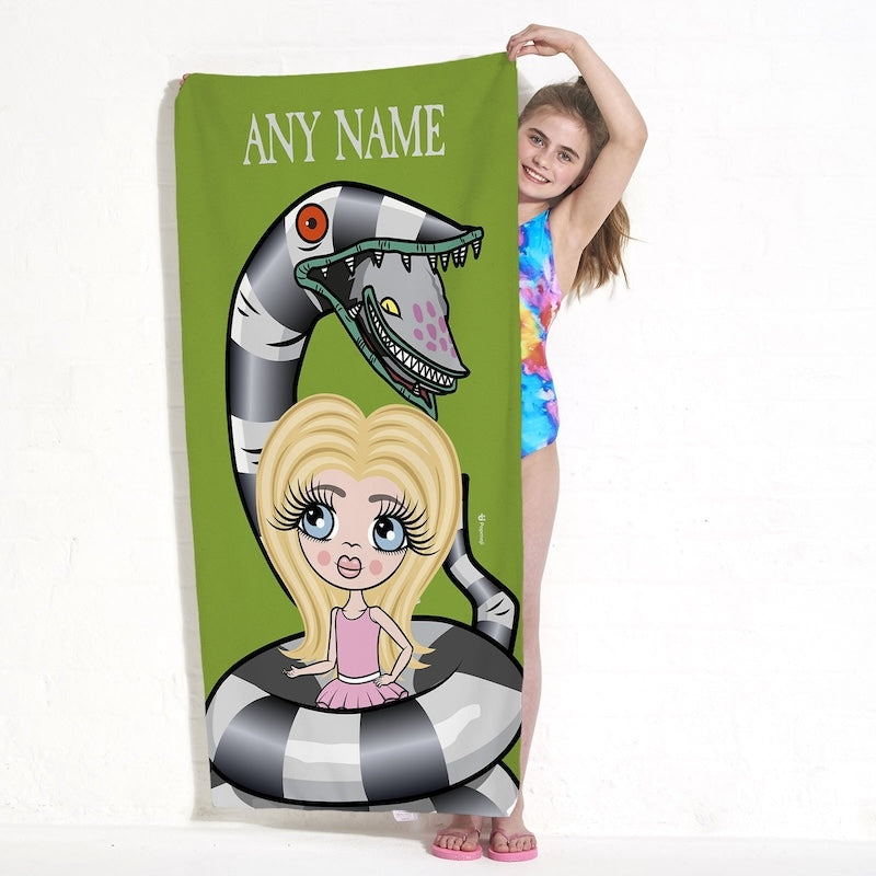 Girls Personalized Sinister Striped Snake Beach Towel