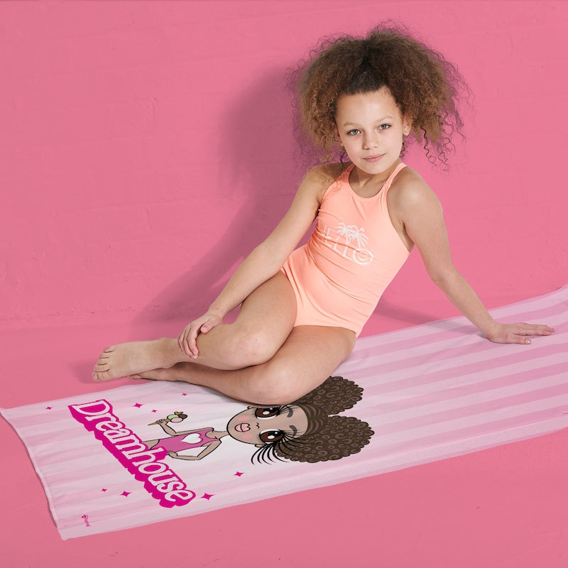 ClaireaBella Girls Personalized Pink Slogan Beach Towel - Image 4