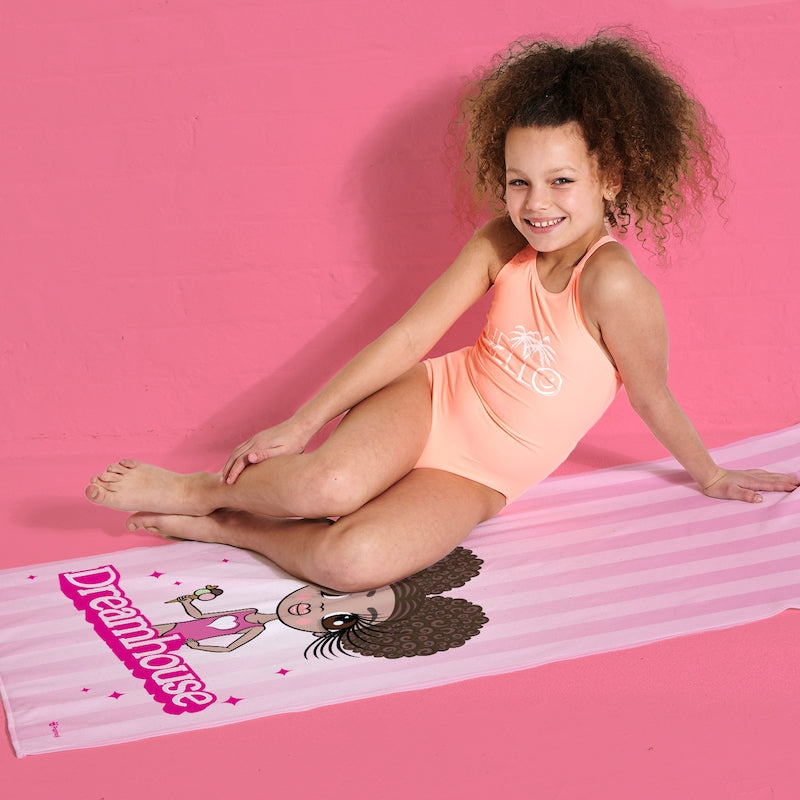 ClaireaBella Girls Personalized Pink Slogan Beach Towel - Image 3