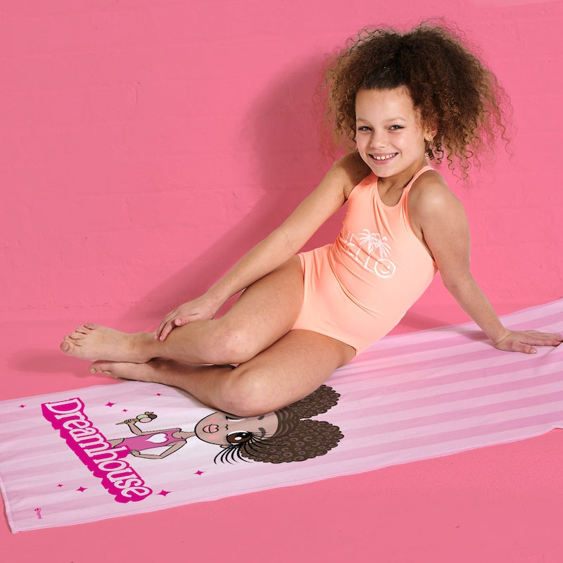 Girls Personalized Pink Slogan Beach Towel