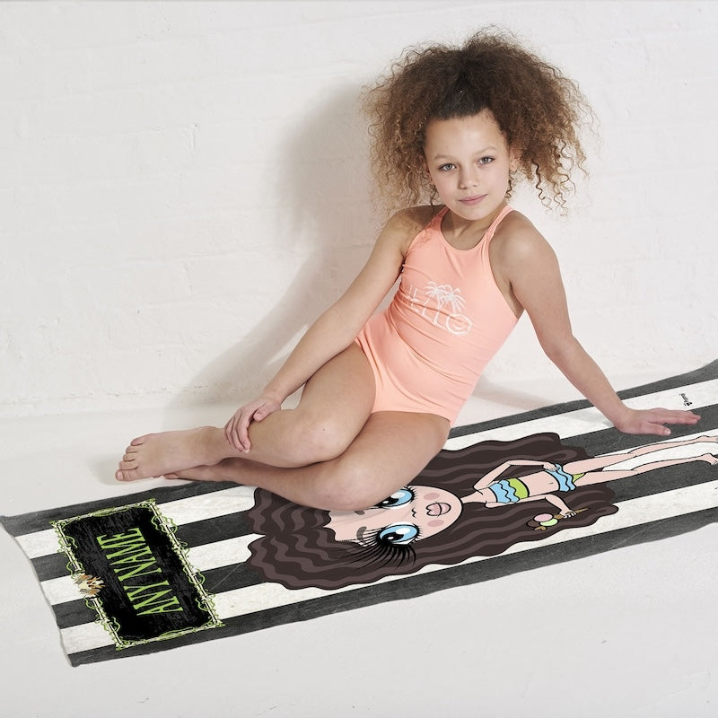 Girls Personalized Creepy White Stripes Beach Towel