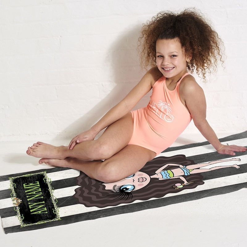Girls Personalized Creepy White Stripes Beach Towel