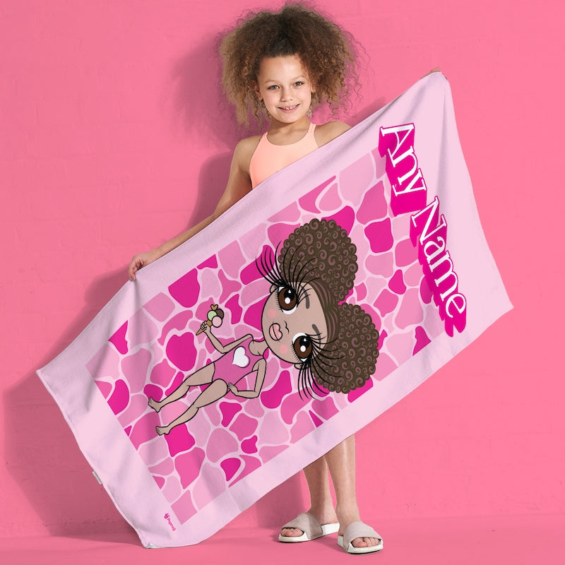 Girls Personalized Pink Stone Wall Beach Towel