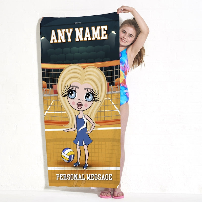 Girls Personalized Volleyball Beach Towel