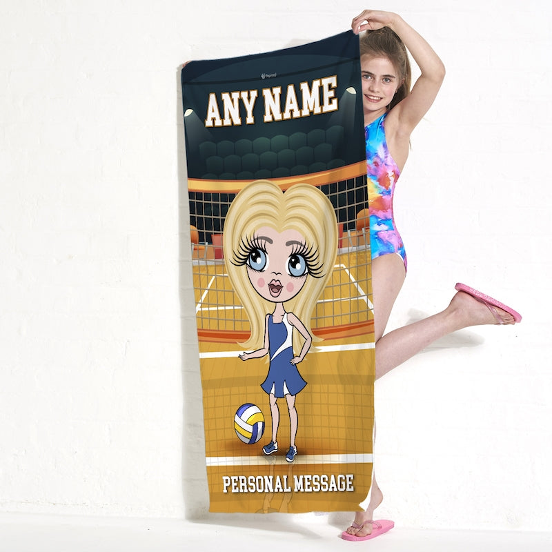Girls Personalized Volleyball Beach Towel
