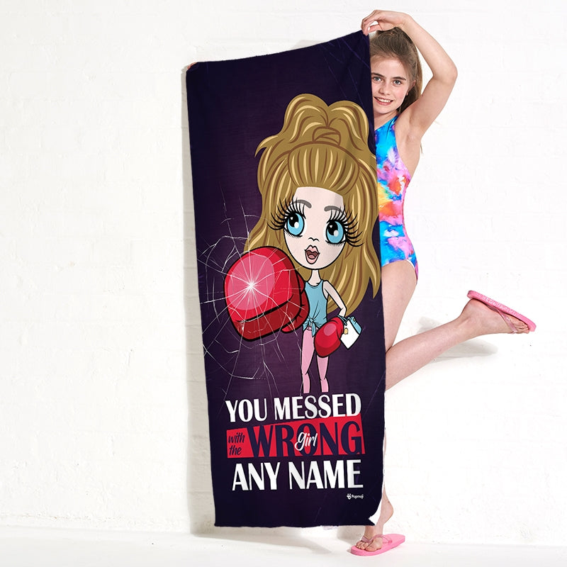 ClaireaBella Girls Personalized Wrong Girl Beach Towel - Image 5